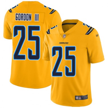 Los Angeles Chargers NFL Football Melvin Gordon Gold Jersey Men Limited  #25 Inverted Legend